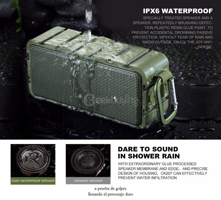 Original CKY CK207 Wireless Bluetooth 4.0 Speaker With EDR Tech Handsfree IPX6 Waterproof Support TF Card - Army Green