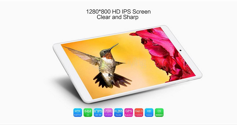 Teclast P80h Tablet PC 8 inch Android 5.1 1GB/8GB MT8163 Quad Core 1.3GHz IPS 1280*800 GPS Dual WiFi HDMI Miracast - White