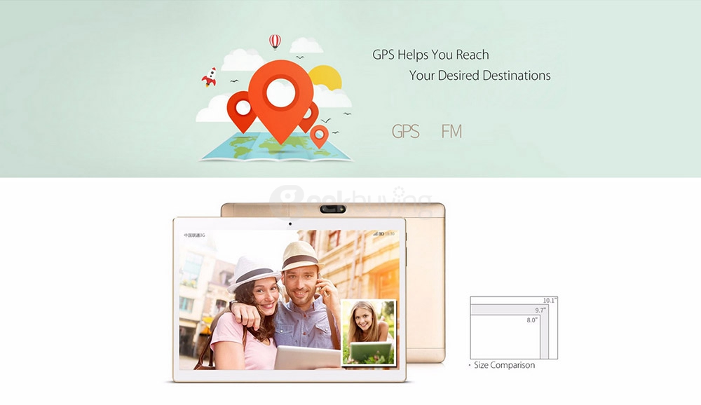 Onda V10 3G Phablet 10.1 inch Android 5.1 1GB/16GB MTK8321 Quad Core 1.3GHz IPS Screen 1280*800 GPS Dual Standby - Gold