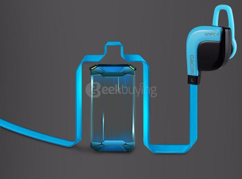 DACOM G02 Wireless Bluetooth V4.1 In-ear Sports Headphones NFC Function with Micphone - Blue