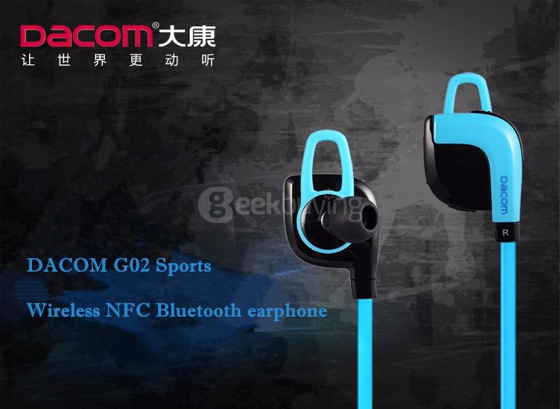 DACOM G02 Wireless Bluetooth V4.1 In-ear Sports Headphones NFC Function with Micphone - Blue