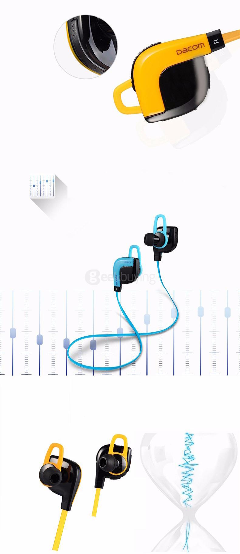 DACOM G02 Wireless Bluetooth V4.1 In-ear Sports Headphones NFC Function with Micphone - Blue