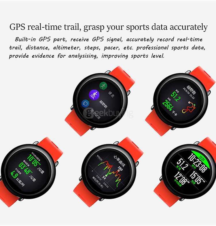 [HK Stock](English Version) Xiaomi HUAMI AMAZFIT Pace Smart Sports Watch Bluetooth 4.0 WiFi Dual Core 1.2GHz 512MB RAM 4GB ROM GPS Heart Rate Monitor Info Push - Black