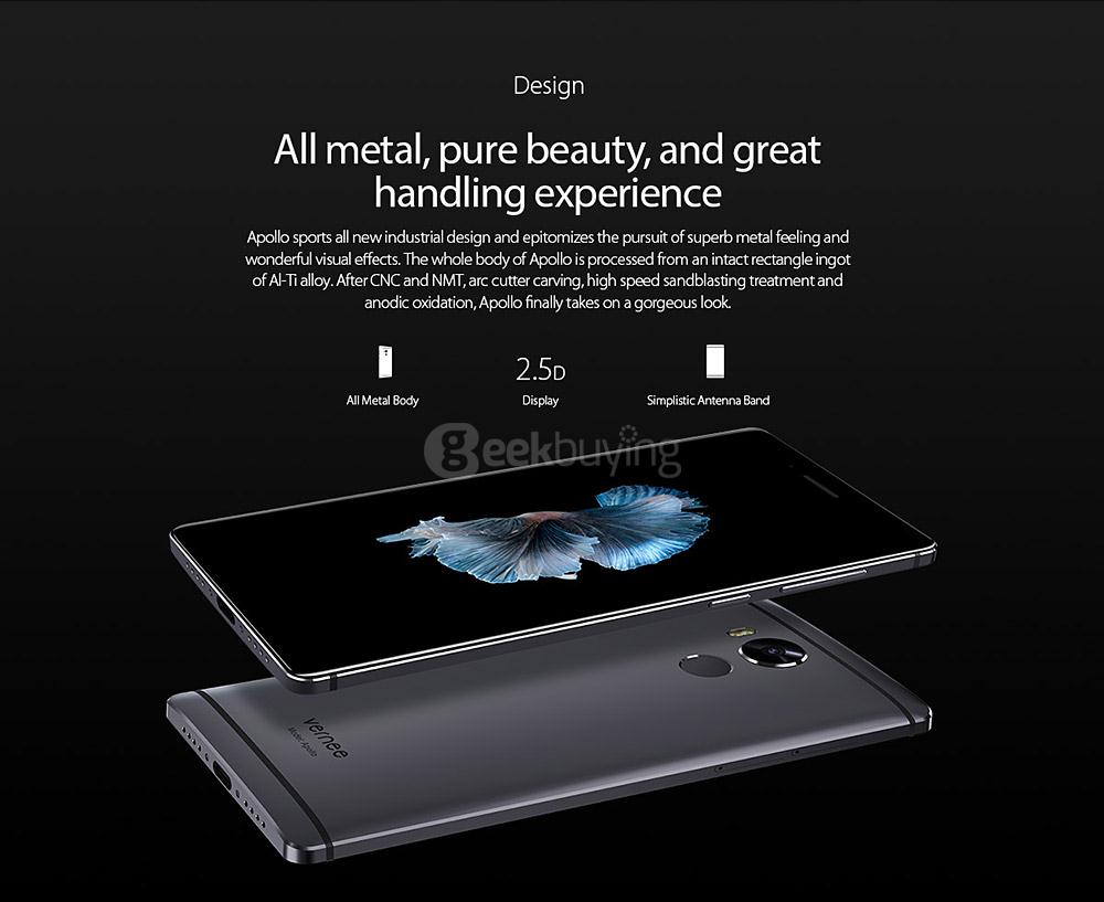 [HK Stock]Vernee Apollo 5.5inch 2.5D 2K Screen Android 6.0 Smartphone Helio X25 MT6797T Deca Core 4GB RAM 64GB ROM 21.0MP 8.0MP Touch ID VR Support Type-C - Gray