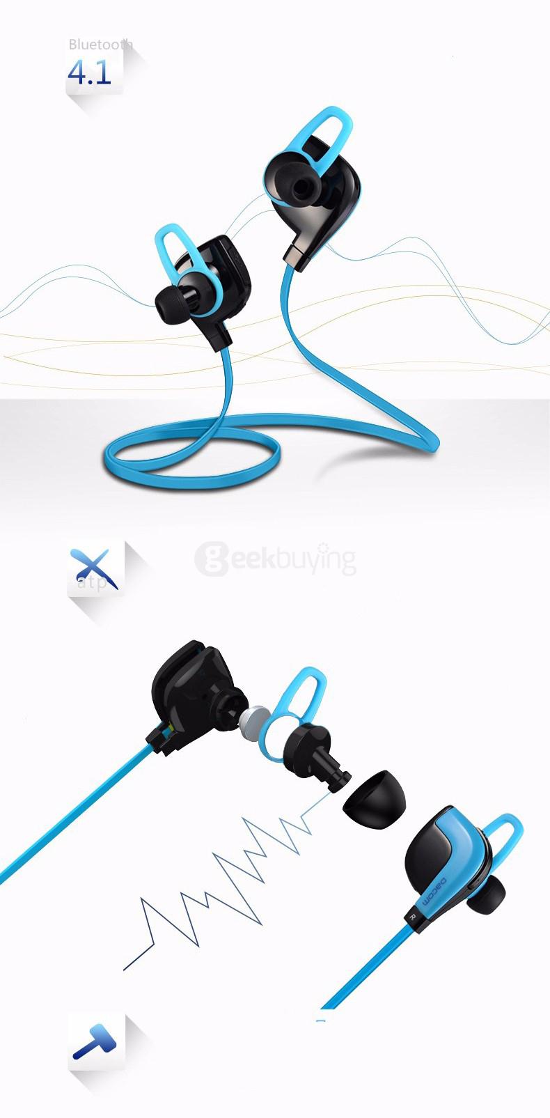DACOM G02 Wireless Bluetooth V4.1 In-ear Sports Headphones NFC Function with Micphone - Blue