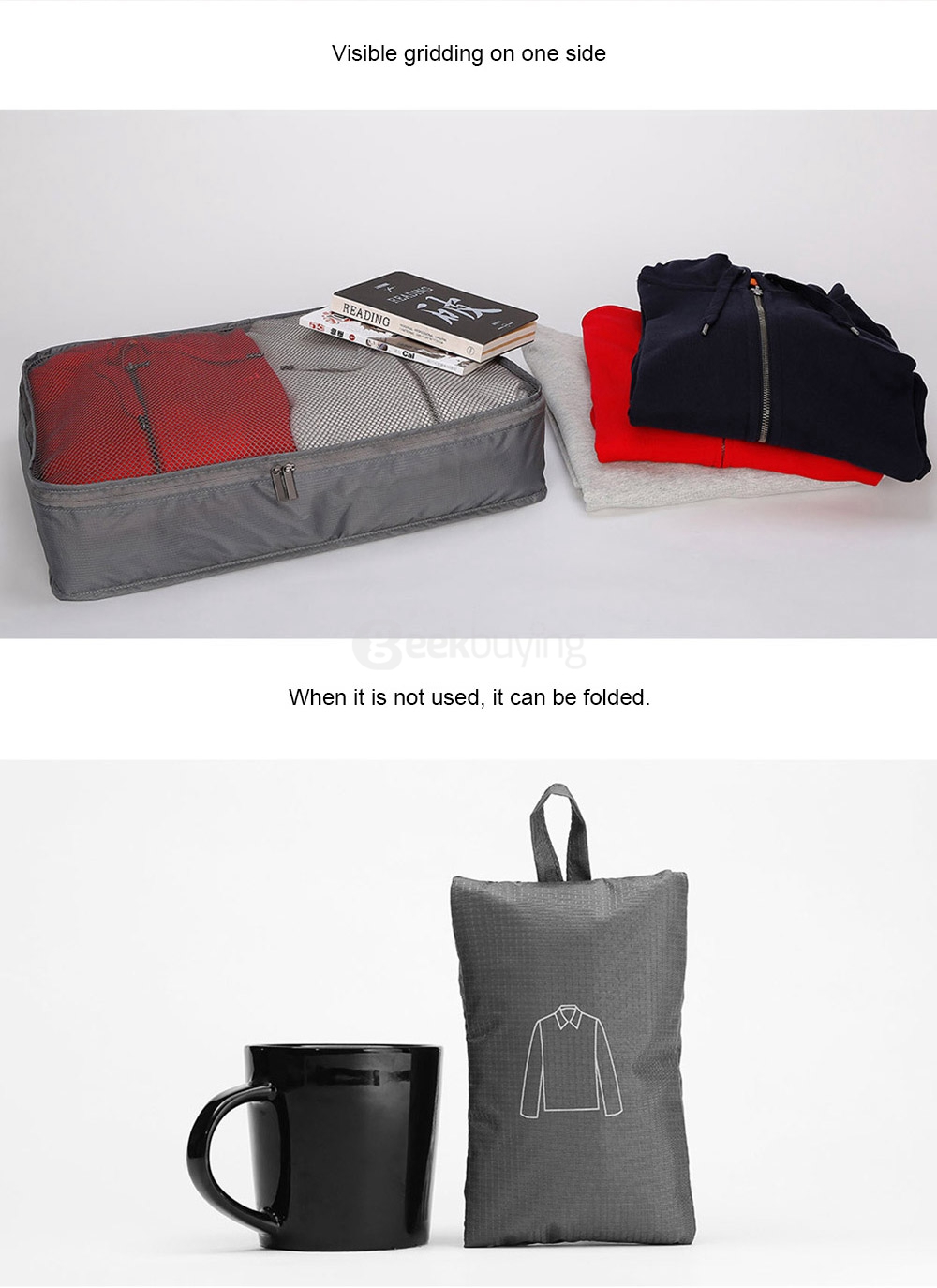 Original Xiaomi 90 Points Portable Storage Bag Folding Waterproof Multi-function Package - Gray