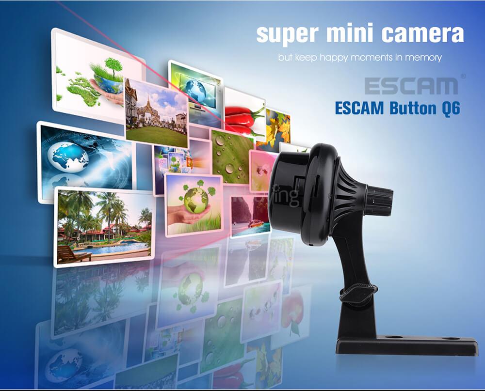 ESCAM Button Q6 Mini 720P WiFi IP Camera Night Vision Support 128GB Card Motion Detection Audio