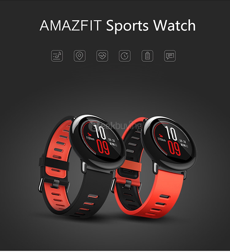 [HK Stock](English Version) Xiaomi HUAMI AMAZFIT Pace Smart Sports Watch Bluetooth 4.0 WiFi Dual Core 1.2GHz 512MB RAM 4GB ROM GPS Heart Rate Monitor Info Push - Black
