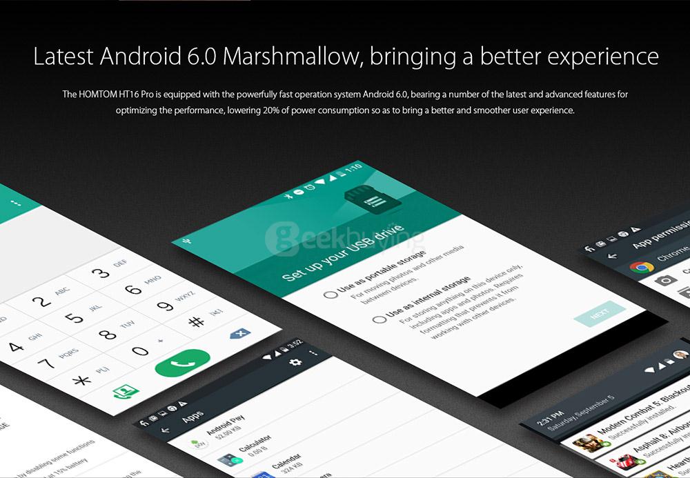 [HK Stock]HOMTOM HT16 Pro 5.0inch HD Android 6.0 4G LTE Smartphone MT6737 Quad Core 1.3GHz 2GB RAM 16GB ROM 5.0MP+13.0MP Fast Charge Hotknot - Blue