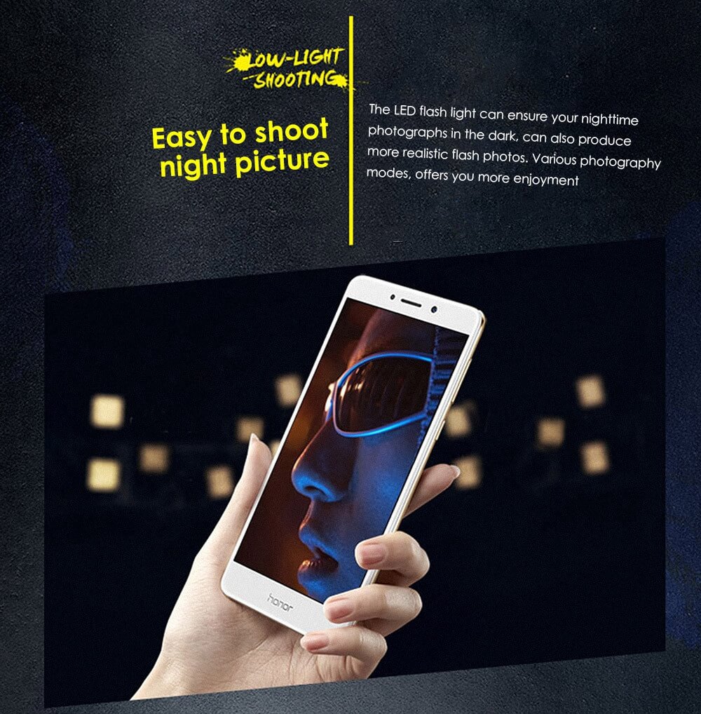 HUAWEI Honor 6X 5.5 inch FHD 2.5DScreen Android 6.0 Smartphone Hisilicon Kirin 655 Octa Core 3GB RAM 32GB ROM 12.0MP+2.0MP Dual Rear Cameras Touch ID VoLTE - Gold