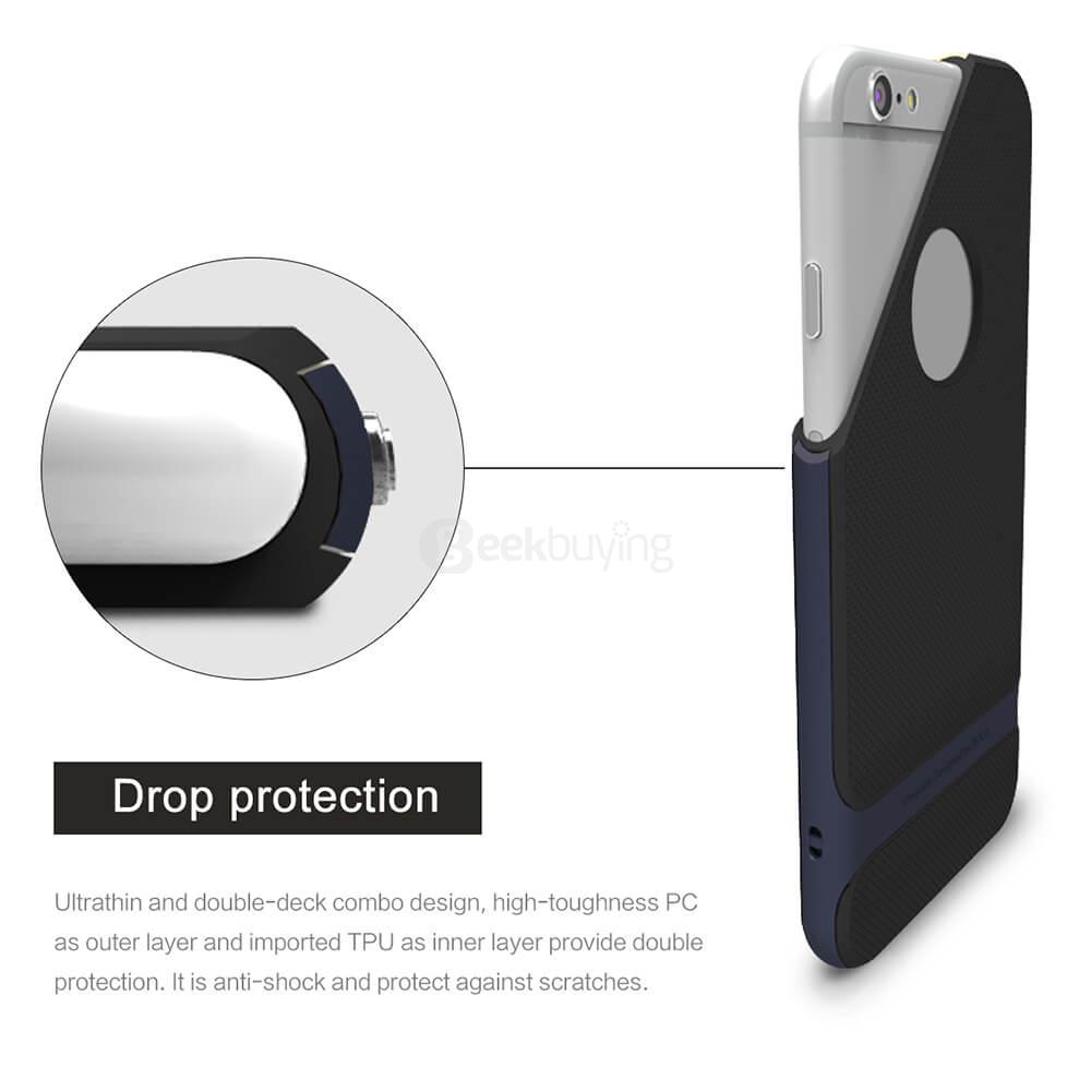 ROCK Royce Series Phones Protective Shell TPU Back Cover With PC Edge Anti-scratch Phone Case For iPhone 6Plus/6S Plus - Navy Blue