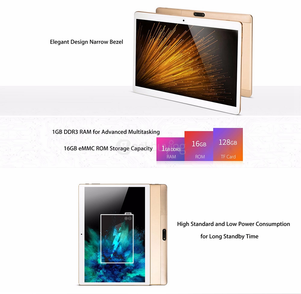 Onda V10 3G Phablet 10.1 inch Android 5.1 1GB/16GB MTK8321 Quad Core 1.3GHz IPS Screen 1280*800 GPS Dual Standby - Gold