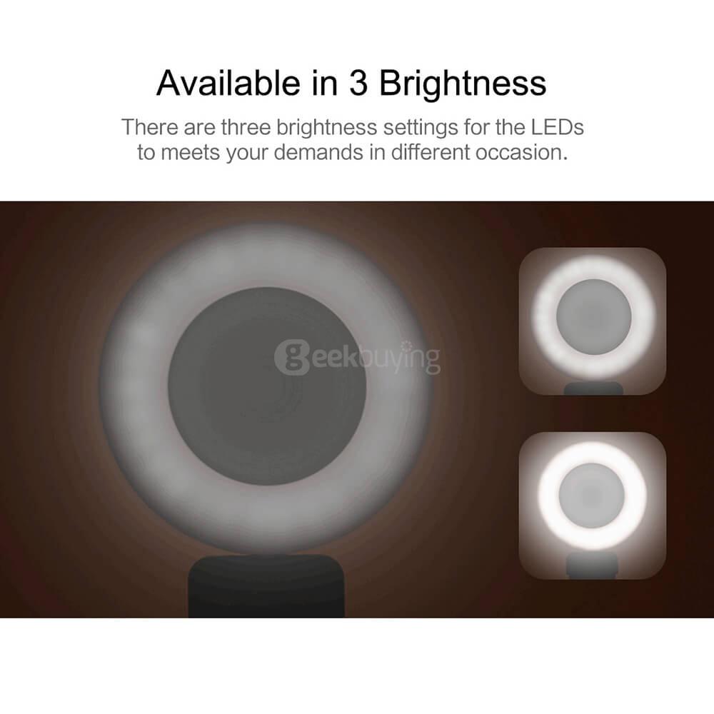 ROCK ROT0770 3.5mm Wire Control Extendable Monopod Selfie Stick with Night LED Fill Light for iPhone and Android - Pink