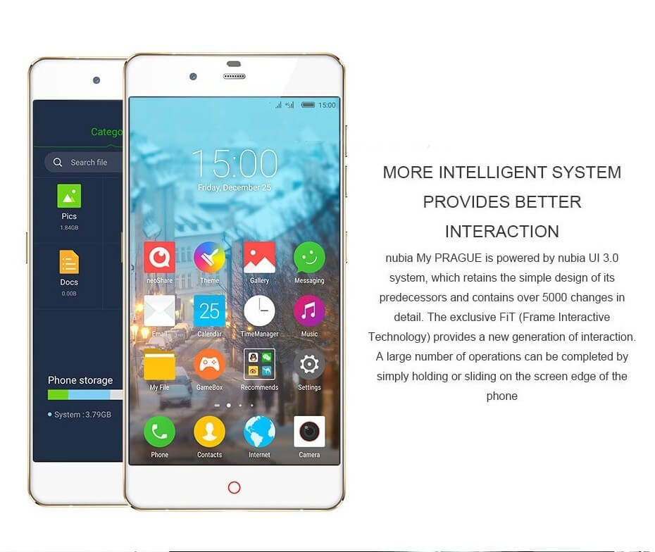 [Spain Stock] ZTE Nubia My Prague Elite 5.2inch FHD Android 5.0 3GB 32GB Smartphone 64bit Qualcomm Snapdragon 615 Octa Core 13.0MP - Gold