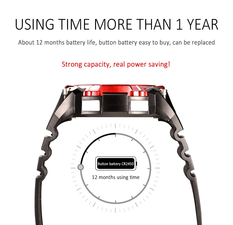 DZB DA14580 Bluetooth 4.0 Smart Watch Heart Rate Monitor Pedometer Remote Camera SMS Call for Android iOS - White+Red