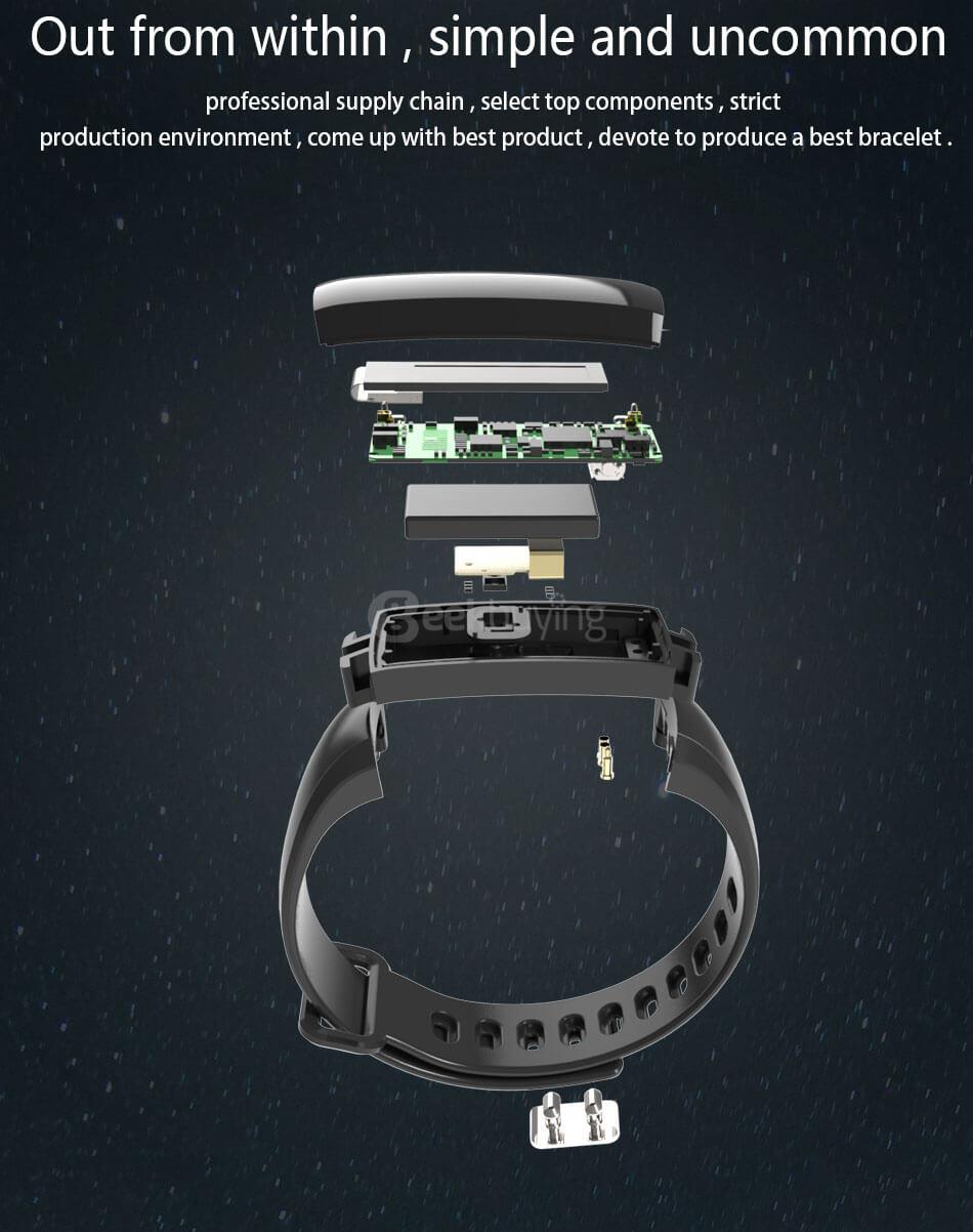 Makibes M2S Smart Bracelet Heart Rate Blood Pressure Pulse Meter Fitness Tracker Wristband for iOS Android - Purple