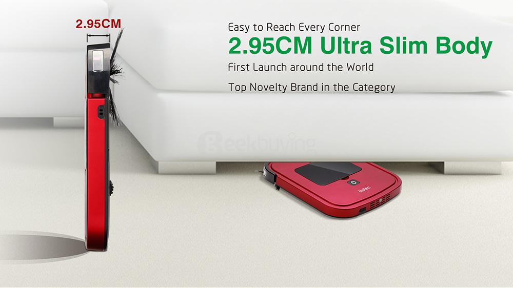 iiutec R-cruiser Robotic Vacuum Cleaner 2.95CM Slim Body 2000mAH Built-in Battery Strong Suction Robot Floor Cleaner - Red