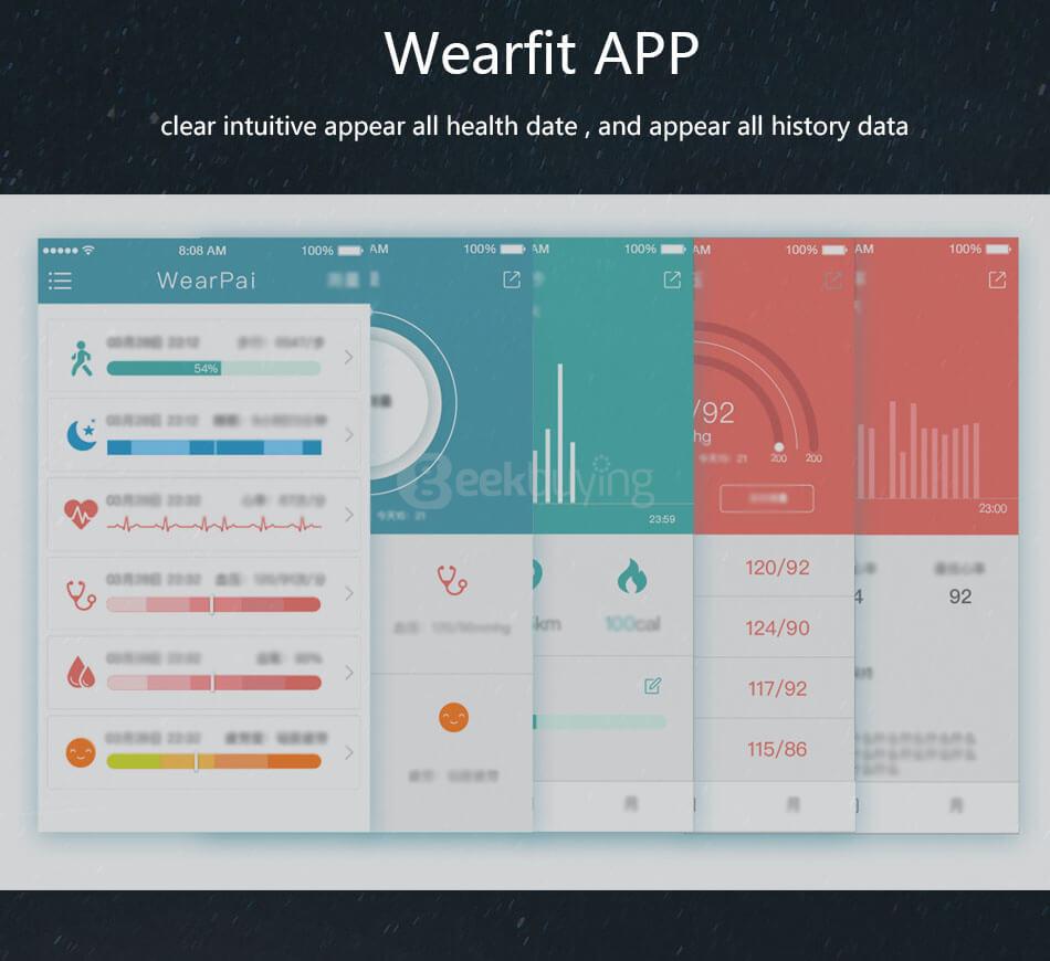 Makibes M2S Smart Bracelet Heart Rate Blood Pressure Pulse Meter Fitness Tracker Wristband for iOS Android - Purple