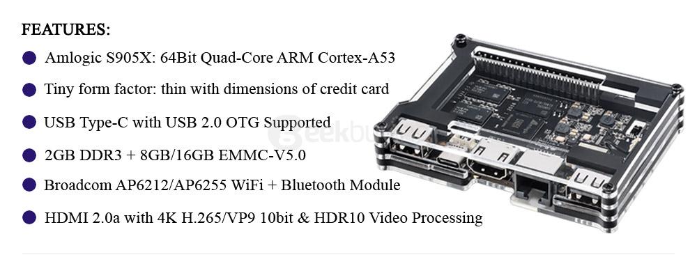 Khadas Vim Pro Open Source Development Board S905X 2G/16G WIFI Ubuntu/Android/OpenELEC/Buidroot