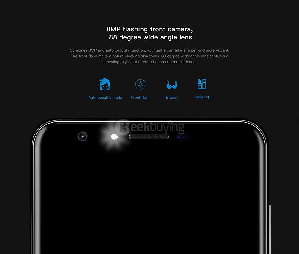 [HK Stock] Doogee Y6 Piano Black 5.5 Inch Sharp HD Android 6.0 4G+ LTE Smartphone MT6750 64-Bit Octa Core 4GB RAM 64GB ROM 13.0MP Toch ID with Case Screen Protector - Black