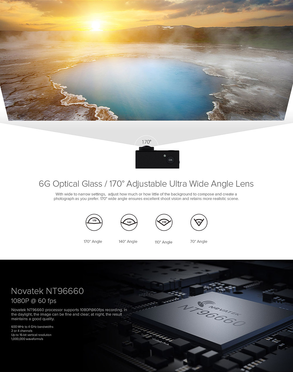 MGCOOL Explorer 1S 4K WiFi Action Camera 170 Degree FOV  Novatek 96660 IMX 078 Sensor 30m Waterproof 4K Ultra HD Sports Camera - Black