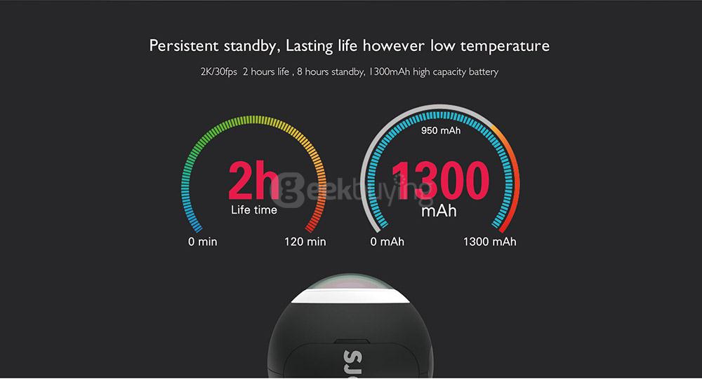 SJCAM SJ360 2K Panoramic Action Camera 360 Degree Fisheye Lens Novatek 96660 Chipset Sony IMX078 220 Degrees Wide Angles Sport DV- Black