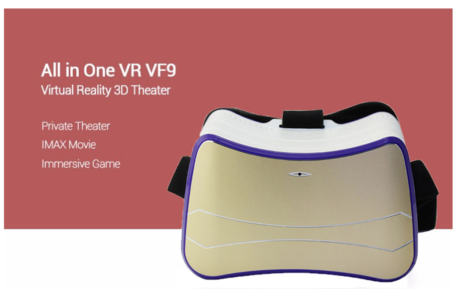 VF9 A33 ARM Cortex A7 Quad Core Android 5.1 2G/8G Dual OLED All In One VR Virtual Reality Headset WIFI Bluetooth FOV80 - Gold