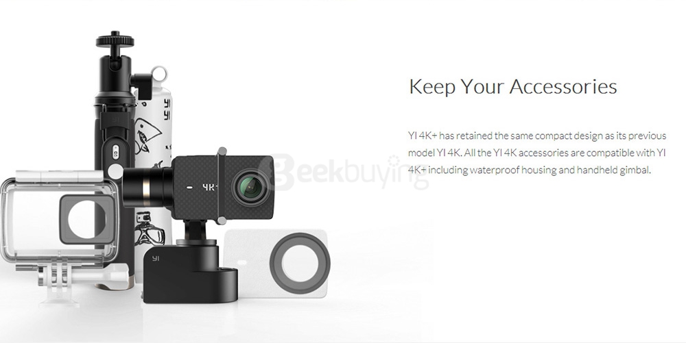 [HK Stock][Package C] YI 4K+ Action Camera (Black) + Original Waterproof Case + Original Xiaoyi Monopod + Original Xiaoyi Bluetooth Remote Controller