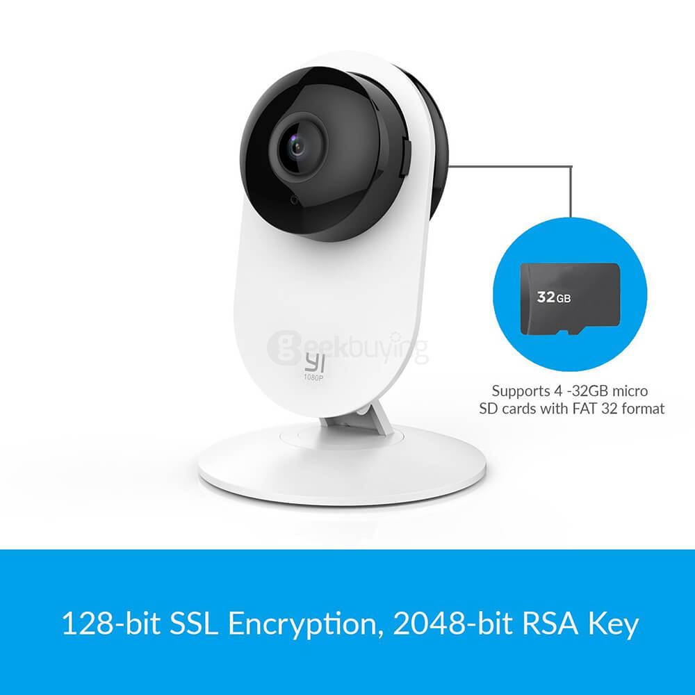 YI 1080P Home Camera Wireless IP Security Surveillance System Ambarella S2LM 1/2.8 Inches CMOS Sensor 112 Degree Wide-angle Motion Detection & Alert  Night Vision Two-way Audio YI Smart Home Camera - White