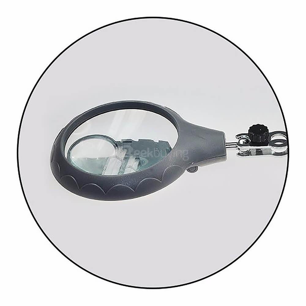 Rechargeable LED Helping Hand Soldering Welding Stand Clamp Tool With 2.5X 7.5X Magnifier - Gray