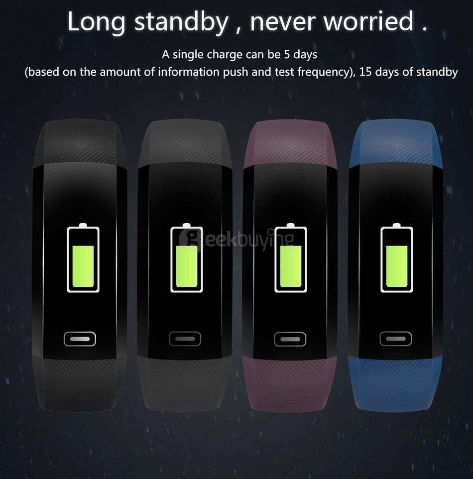 Makibes M2S Smart Bracelet Heart Rate Blood Pressure Pulse Meter Fitness Tracker Wristband for iOS Android - Purple