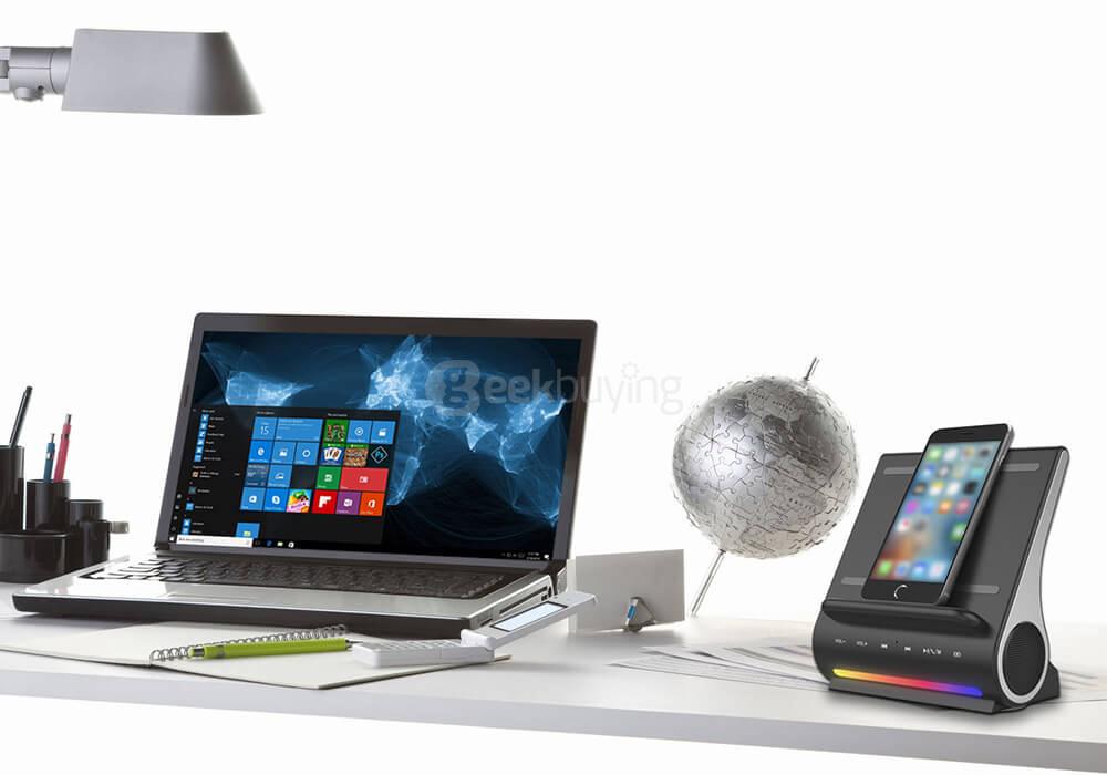 AZPEN DockAll D-100 Wireless Charger Bluetooth 4.0 HiFi Speaker Charging Dock Station with Dual USB Output