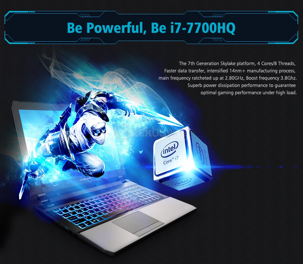 [Spain Stock] ThundeRobot ST-Pro VR Ready Gaming Laptop 15.6 Inch DOS GTX1060 6G Intel Core i7 7700HQ Quad Core 3.8GHz 16GB RAM 512GB SSD IPS Screen 1920*1080 RGB Backlight Keyboard Gray - EU