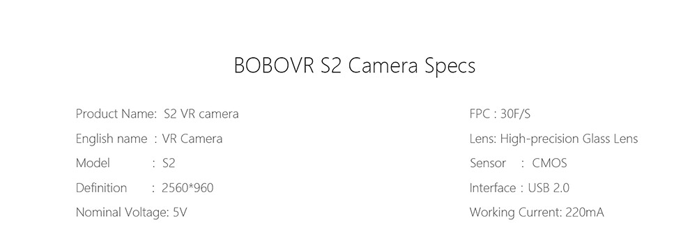 BOBOVR S2 VR Camera 3D Binocular VR Camera for Notebook Desktop PC VR Headsets