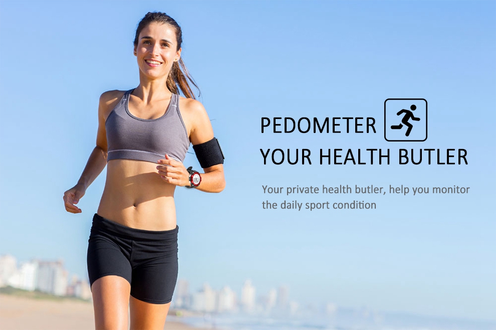 DZB DA14580 Bluetooth 4.0 Smart Watch Heart Rate Monitor Pedometer Remote Camera SMS Call for Android iOS - White+Red