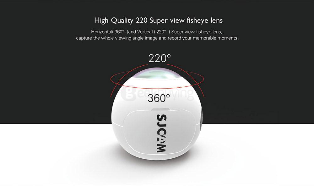 SJCAM SJ360 2K Panoramic Action Camera 360 Degree Fisheye Lens Novatek 96660 Chipset Sony IMX078 220 Degrees Wide Angles Sport DV- Black
