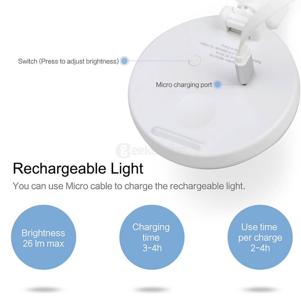 ROCK ROT0770 3.5mm Wire Control Extendable Monopod Selfie Stick with Night LED Fill Light for iPhone and Android  - Blue