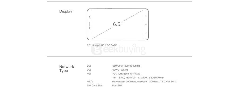 [HK Stock] Doogee Y6 MAX 6.5 Inch FHD 2.5D Screen Android 6.0 4G+ LTE Smartphone MT6750 64-Bit Octa core 3GB RAM 32GB ROM 13.0MP Touch ID - Silver