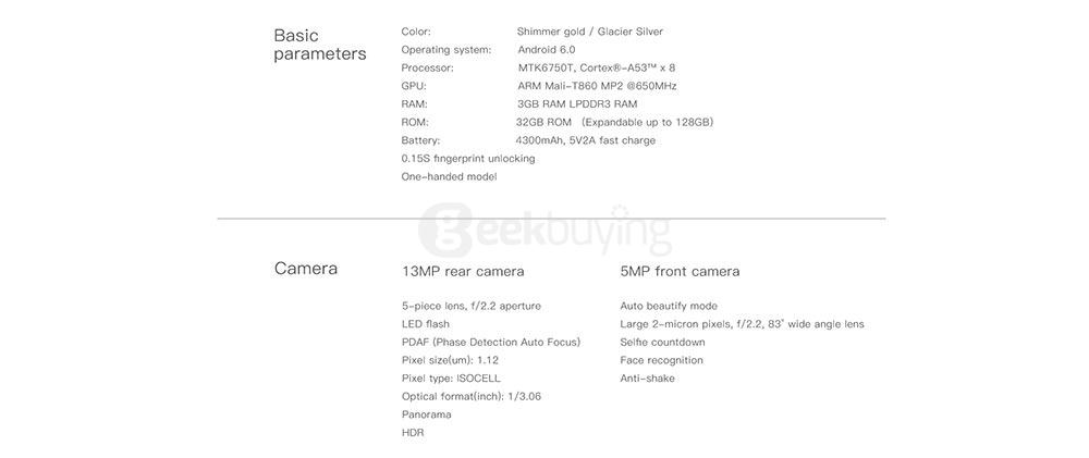 [HK Stock] Doogee Y6 MAX 6.5 Inch FHD 2.5D Screen Android 6.0 4G+ LTE Smartphone MT6750 64-Bit Octa core 3GB RAM 32GB ROM 13.0MP Touch ID - Silver