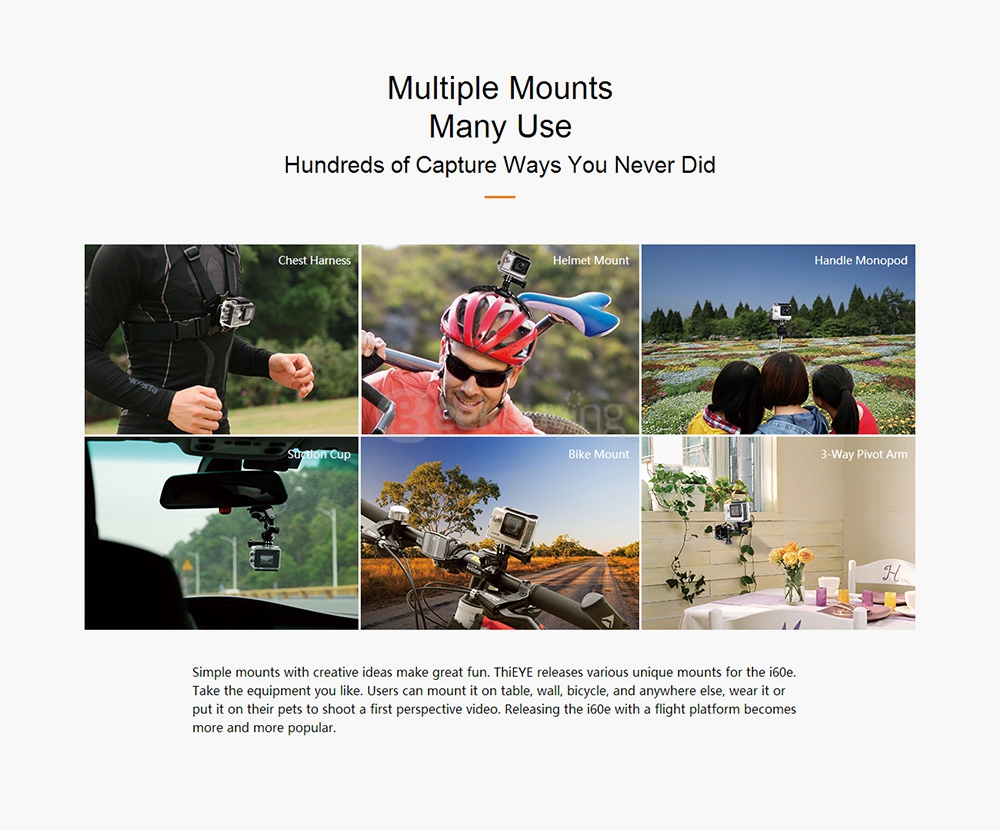 [Spain Stock] Original ThiEYE i60e 4K WiFi Action Camera 12MP 170 Degrees Wide Angle 2.0