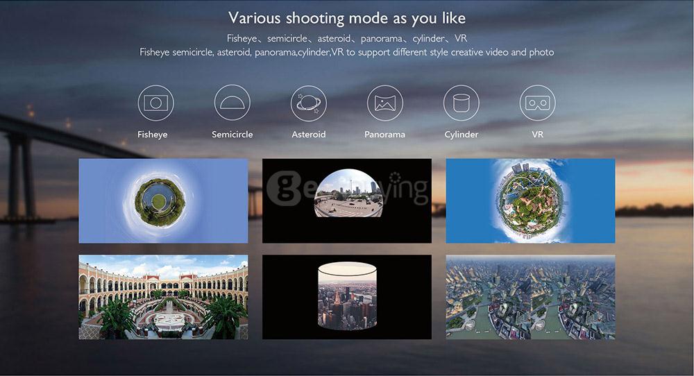 SJCAM SJ360 2K Panoramic Action Camera 360 Degree Fisheye Lens Novatek 96660 Chipset Sony IMX078 220 Degrees Wide Angles Sport DV- White