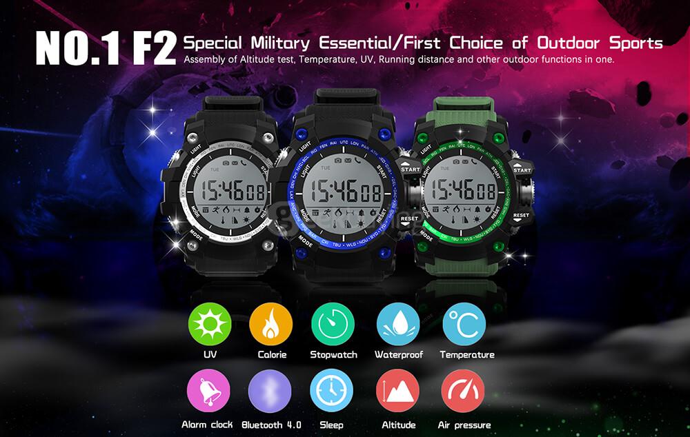 NO.1 F2 IP68 Bluetooth Smartwatch Bracelet Sleep Monitor SMS Push Call Alert - Black