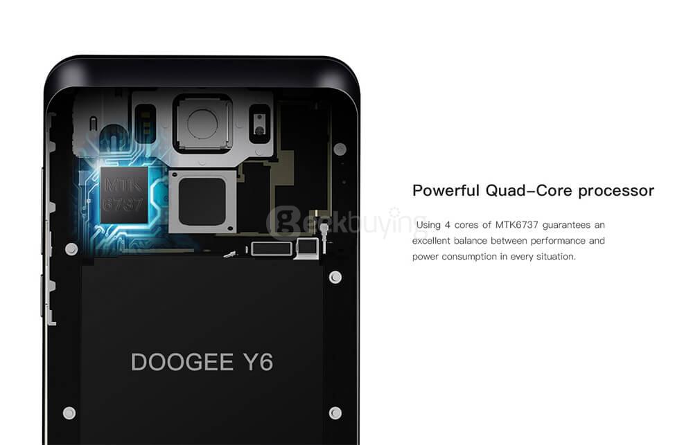 [HK Stock] Doogee Y6C 5.5Inch HD 2.5D Screen Android 6.0 4G+ LTE Smartphone MT6737 64Bit Quad Core 2GB RAM 16GB ROM 8.0MP Toch ID  OTG - Black