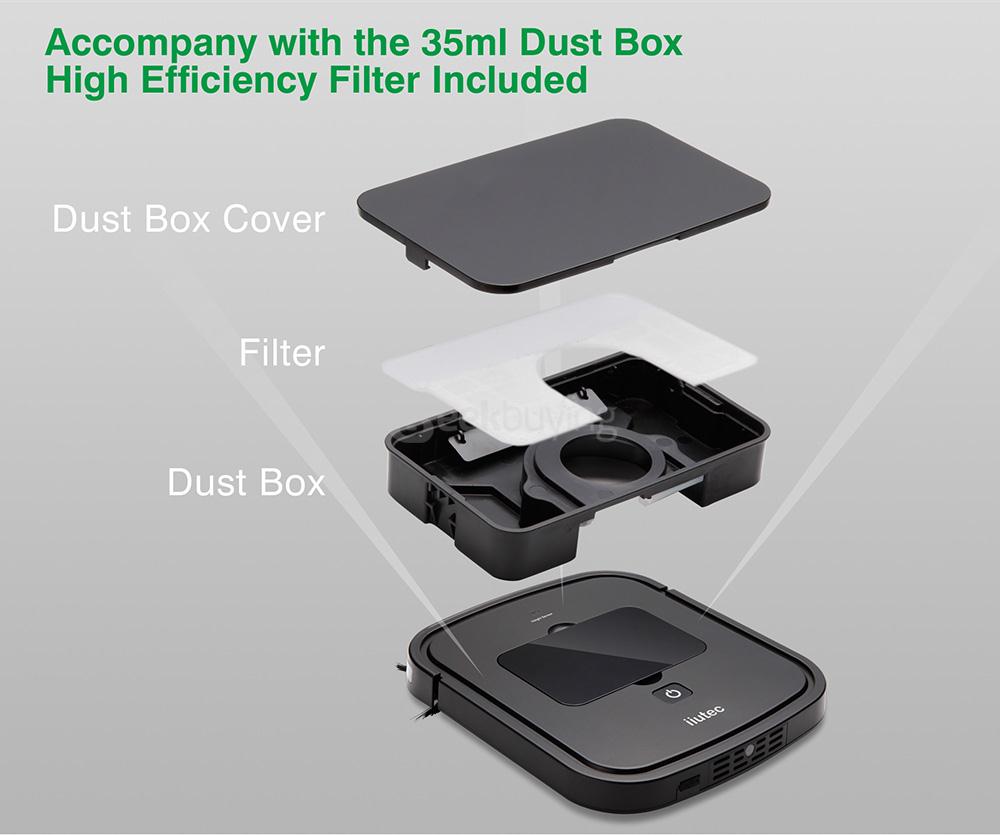 iiutec R-cruiser Robotic Vacuum Cleaner 2.95CM Slim Body 2000mAH Built-in Battery Strong Suction Robot Floor Cleaner - Black