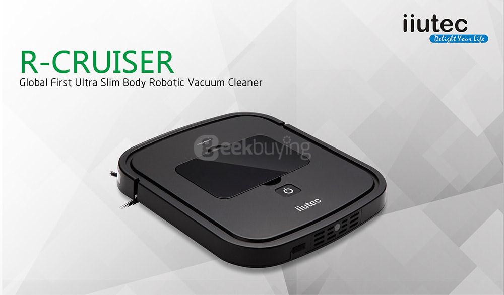 iiutec R-cruiser Robotic Vacuum Cleaner 2.95CM Slim Body 2000mAH Built-in Battery Strong Suction Robot Floor Cleaner - Black
