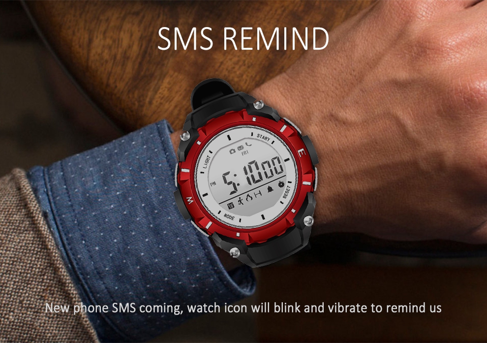 DZB DA14580 Bluetooth 4.0 Smart Watch Heart Rate Monitor Pedometer Remote Camera SMS Call for Android iOS - White+Red