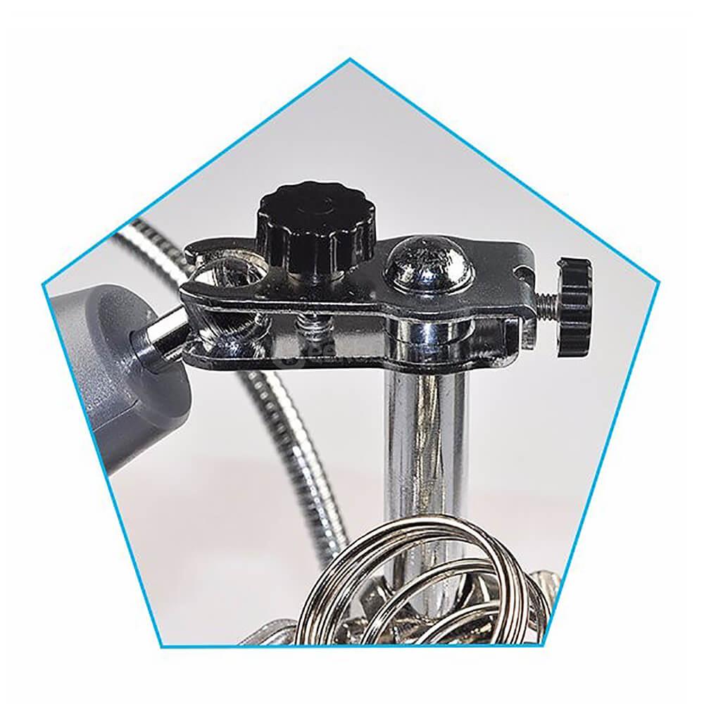 Rechargeable LED Helping Hand Soldering Welding Stand Clamp Tool With 2.5X 7.5X Magnifier - Gray