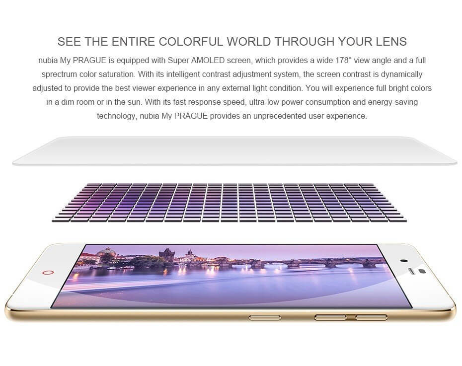 [Spain Stock] ZTE Nubia My Prague Elite 5.2inch FHD Android 5.0 3GB 32GB Smartphone 64bit Qualcomm Snapdragon 615 Octa Core 13.0MP - Gold
