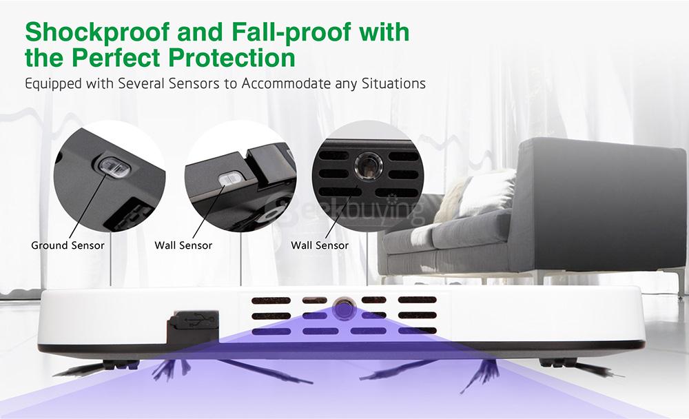 iiutec R-cruiser Robotic Vacuum Cleaner 2.95CM Slim Body 2000mAH Built-in Battery Strong Suction Robot Floor Cleaner - White