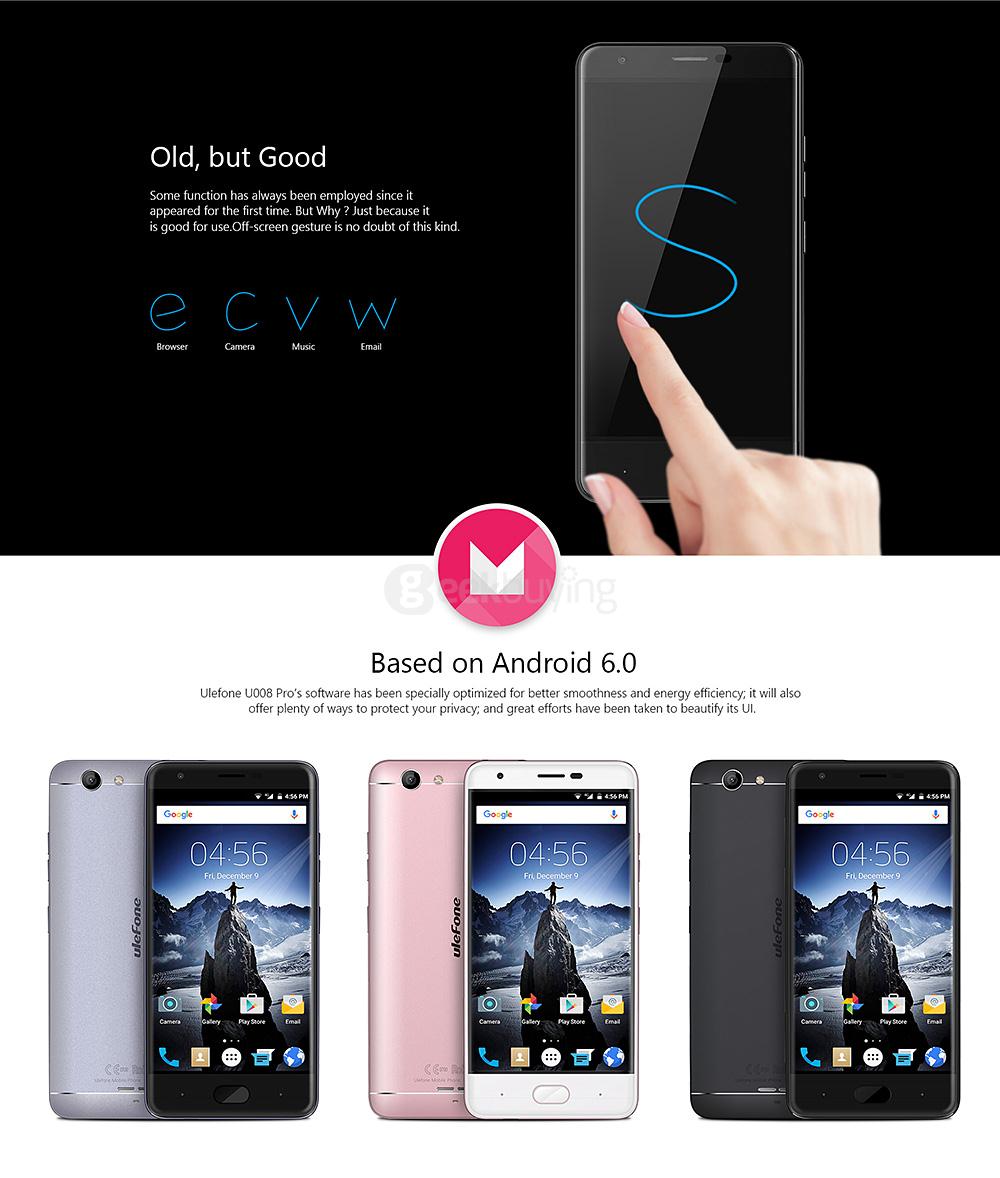 [HK Stock] Ulefone U008 Pro 5.0 Inch HD Screen Android 6.0 4G LTE Smartphone MT6737 64-Bit Quad-core 1.3GHz 2GB RAM 16GB ROM 13.0MP Touch Sensor - Rose